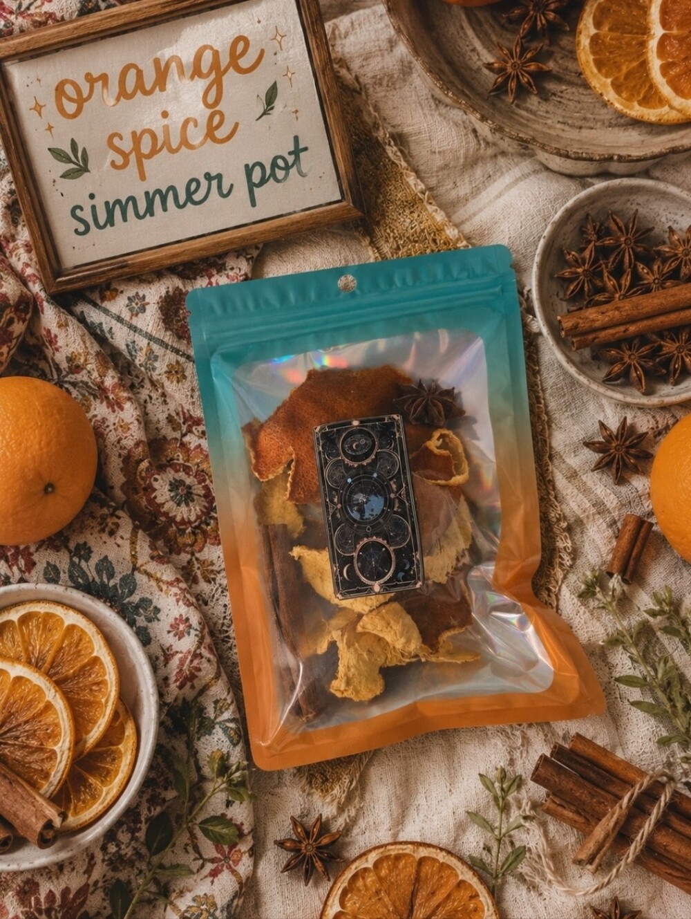 4/$15 Orange Spice Simmer Pot - Sealed Pouch Air Freshener All Natural